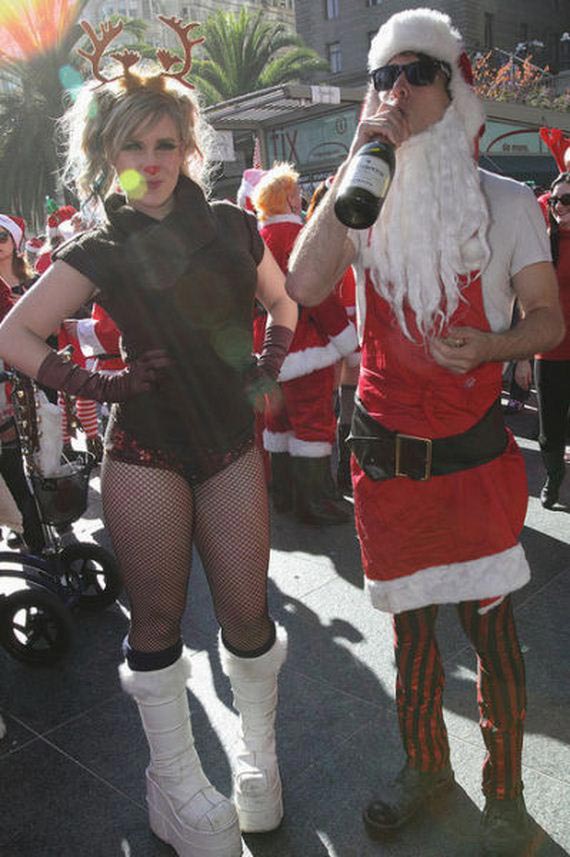 Безумный парад пьяных Санта-Клаусов SantaCon 2014, сантакон 2014, пьяный санта-клаус