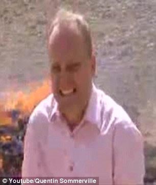 Квентин Соммервилл,Quentin Sommerville, не вдыхай видео, репортаж на фоне сжигаемых наркотиков, репортаж на фоне горящих наркотиков