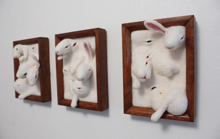 Zoe Williamsскульптуры из фетра, войлочные скульптуры охотничьи трофеи, Зои Уильямс Zoe Williams 