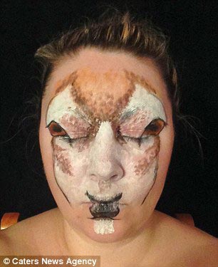 Мария Мэлоун-Герба, Maria Malone-Guerbaa, визажист превратила лицо в голову оленя, грим голова оленя, макияж голова оленя, визажист превратила себя в оленя