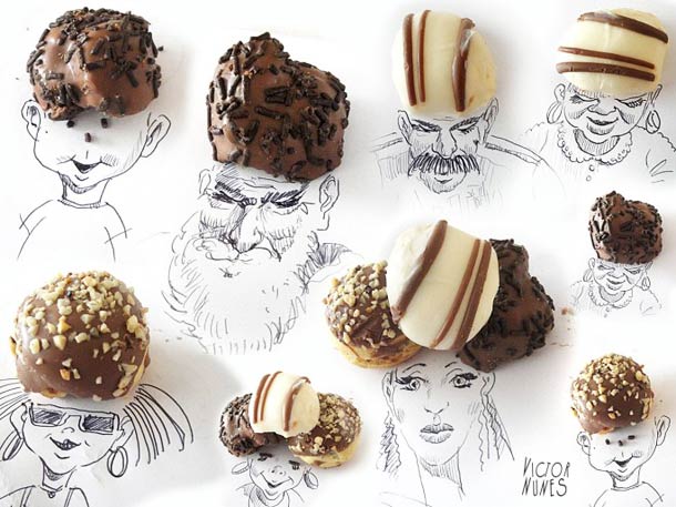 лица, из еды, предметов, Виктора Нуньес , Victor Nunes