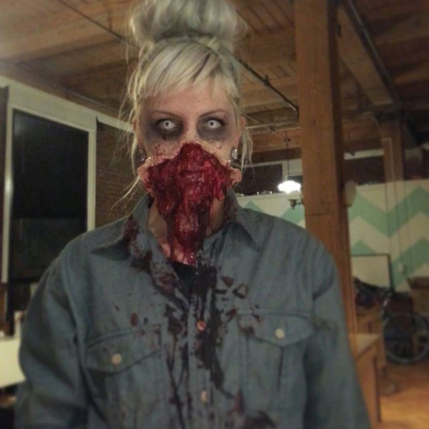 жуткий хэллоуинский макияж, страшный грим