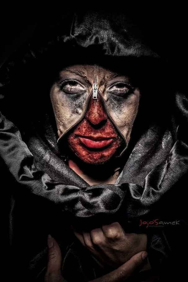 жуткий хэллоуинский макияж, страшный грим