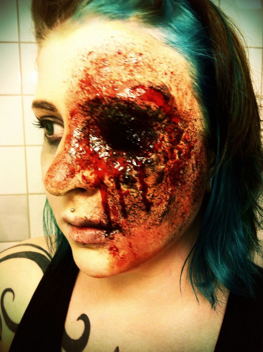 жуткий хэллоуинский макияж, страшный грим