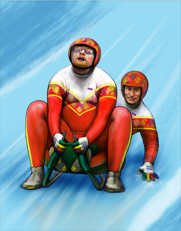 надежда хузина, шарж, сатира,путин, олимпийские игры, сочи