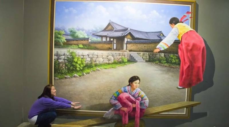 3D? обман зрения, музей, Сеул,Trick Eye Museum)