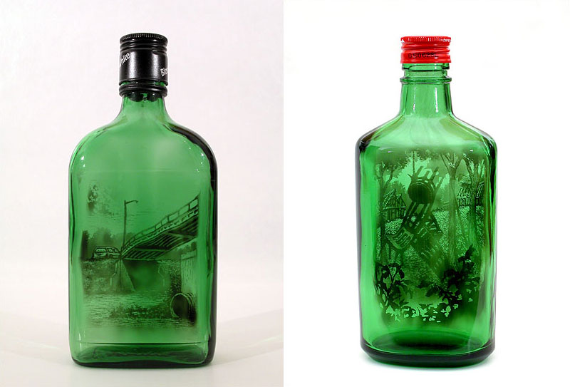 Джим Динжилиан Jim Dingilian, рисунки дымом, рисунки в пустых бутылках