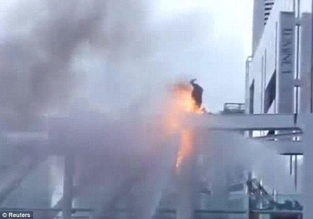 японец поджег себя, японец сжег на мосту, мужчина поджег себя Токио, японец сгорел на посту, поджегсебя  в знак протеста