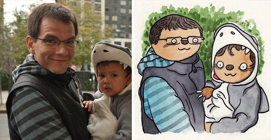 Художник берет фотографии случайных людей с Facebook и превращает их в ленивцев Художник фотографии людей в ленивцев, Гектор Джансе ван Ренсбург, Hector Janse van Rensburg, Shitty_Watercolour, фотографии Facebook ленивцы