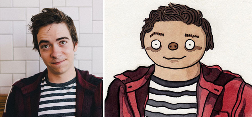 Художник берет фотографии случайных людей с Facebook и превращает их в ленивцев Художник фотографии людей в ленивцев, Гектор Джансе ван Ренсбург, Hector Janse van Rensburg, Shitty_Watercolour, фотографии Facebook ленивцы