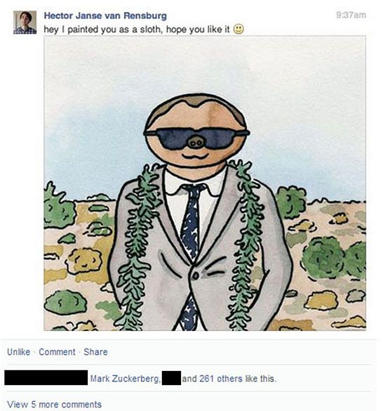 Художник берет фотографии случайных людей с Facebook и превращает их в ленивцев Художник фотографии людей в ленивцев, Гектор Джансе ван Ренсбург, Hector Janse van Rensburg, Shitty_Watercolour, фотографии Facebook ленивцы