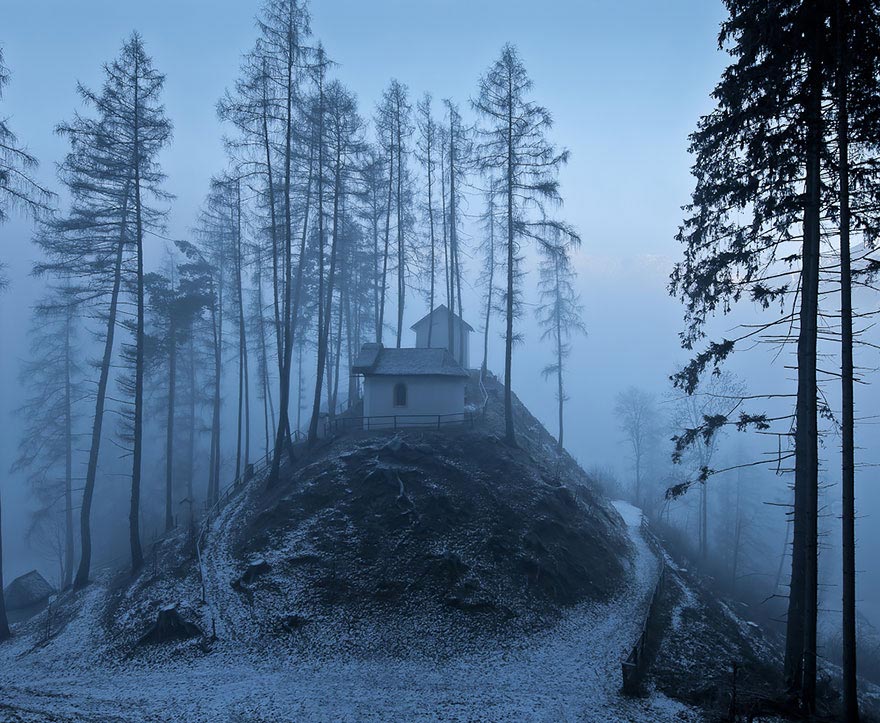 домик в лесу, снежные пейзажи