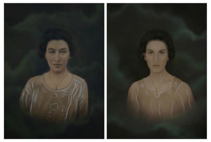 девушка воссоздает портреты своих предков, девушка воссоздает портреты своих бабушек, фотограф воссоздала портреты своих родственников
