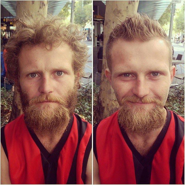 Бывший наркоман бесплатно стрижёт бездомных, парень стрижёт бездомных,Насир Собхани, Nasir Sobhani, Street Barber 