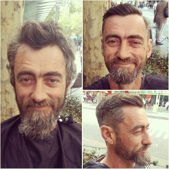 Бывший наркоман бесплатно стрижёт бездомных, парень стрижёт бездомных,Насир Собхани, Nasir Sobhani, Street Barber 