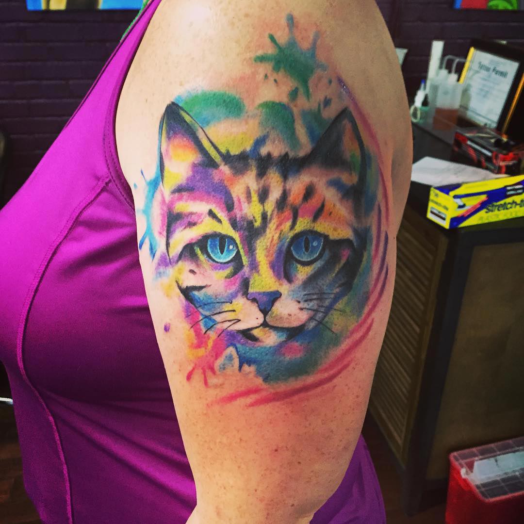 тату с кjшками, кошачьи тату, tattoo with cat