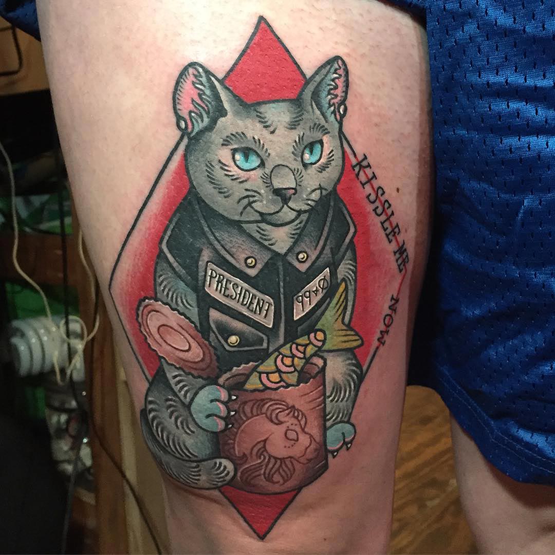 тату с кjшками, кошачьи тату, tattoo with cat
