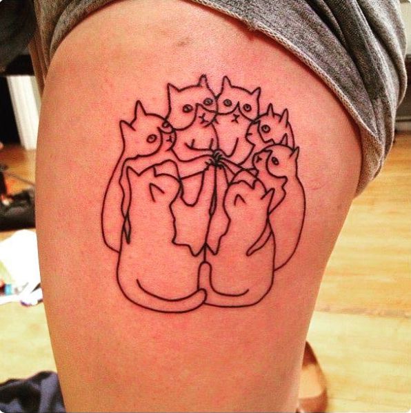тату с кjшками, кошачьи тату, tattoo with cat