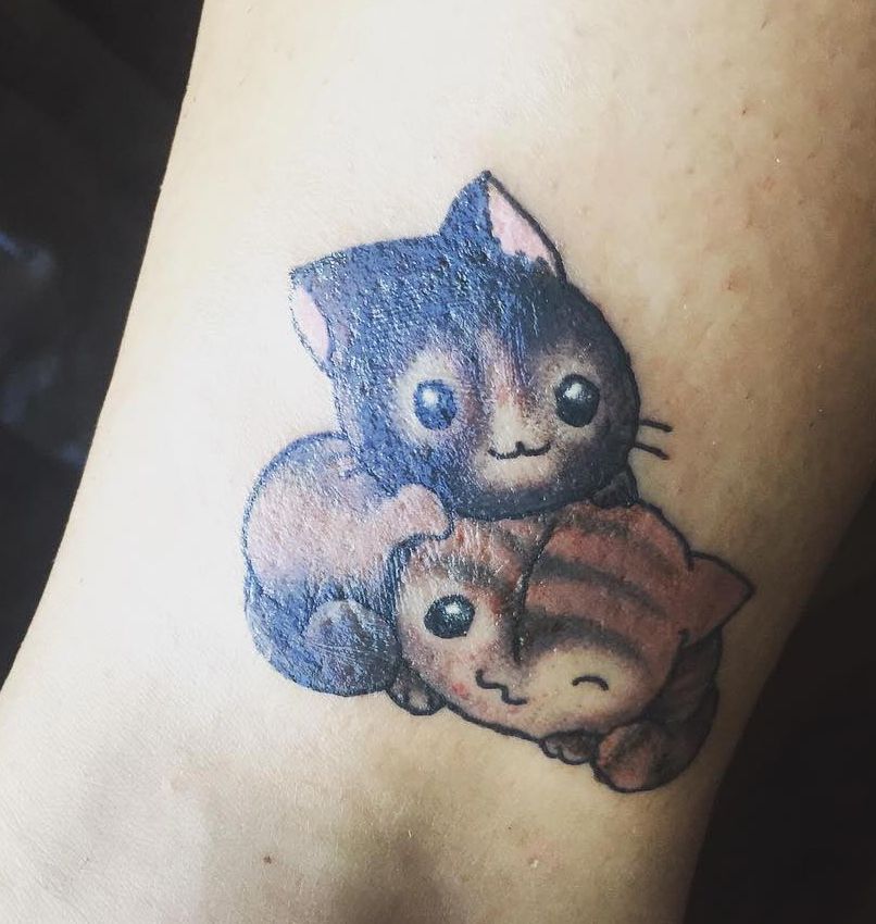тату с кjшками, кошачьи тату, tattoo with cat