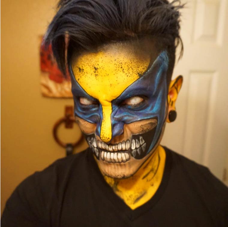 Аргенис Пинал,Argenis Pinal, боди-арт превращает себя в супергероев, парень боди-арт в супергероев, парень макияж супергерои