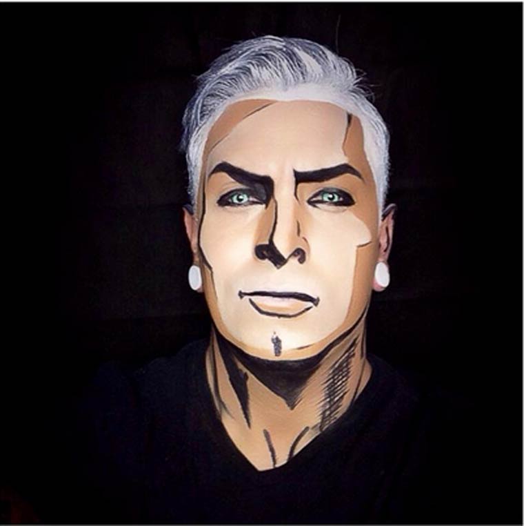 Аргенис Пинал,Argenis Pinal, боди-арт превращает себя в супергероев, парень боди-арт в супергероев, парень макияж супергерои