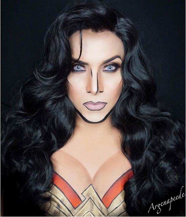 Аргенис Пинал,Argenis Pinal, боди-арт превращает себя в супергероев, парень боди-арт в супергероев, парень макияж супергерои