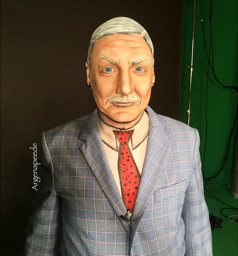 Аргенис Пинал,Argenis Pinal, боди-арт превращает себя в супергероев, парень боди-арт в супергероев, парень макияж супергерои