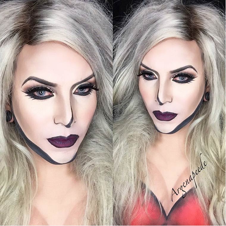 Аргенис Пинал,Argenis Pinal, боди-арт превращает себя в супергероев, парень боди-арт в супергероев, парень макияж супергерои