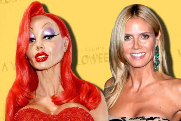 Хайди Клум в костюме Джессики Рэббит, Хайди Клум Джесика Рэббит, костюмы Хайди Клум на Хэллоуин