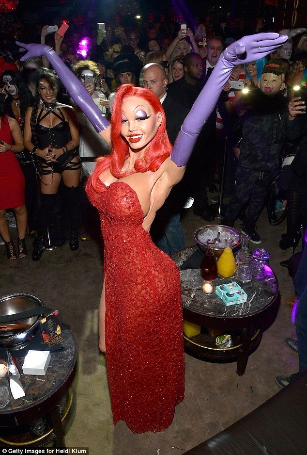 Хайди Клум в костюме Джессики Рэббит, Хайди Клум Джесика Рэббит, костюмы Хайди Клум на Хэллоуин