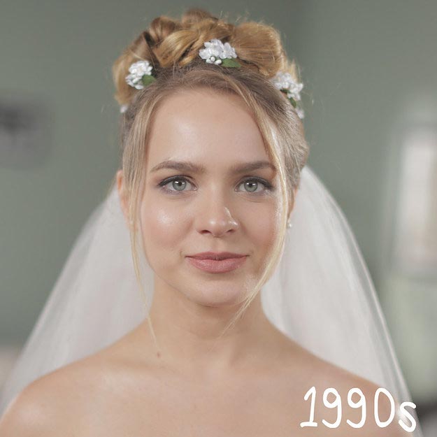 50 лет свадебных причесок, история свадебных причесок, свадебные прически в прошлом, какими были свадебные прически