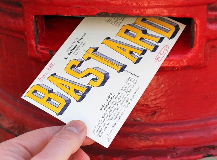 Почта ненависти: этот художник нарисует остроумные открытки с оскорблениями для ваших друзей или врагов почта ненависти, гневные письма по найму, Hate Mail For Hire, Mr Bingo, Мистер Бинго, открытки с оскорблениями