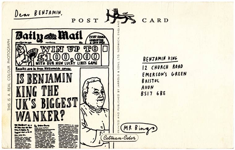 Почта ненависти: этот художник нарисует остроумные открытки с оскорблениями для ваших друзей или врагов почта ненависти, гневные письма по найму, Hate Mail For Hire, Mr Bingo, Мистер Бинго, открытки с оскорблениями