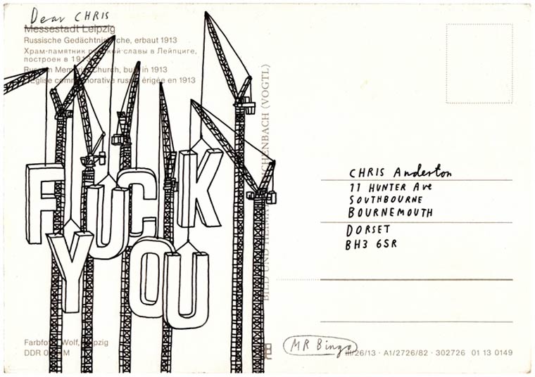 Почта ненависти: этот художник нарисует остроумные открытки с оскорблениями для ваших друзей или врагов почта ненависти, гневные письма по найму, Hate Mail For Hire, Mr Bingo, Мистер Бинго, открытки с оскорблениями