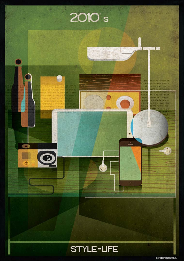 Эволюция жизни людей на примере развития повседневных предметов с 1900 по 2010 год Life Style, Федерико Бабина, Federico Babina, эволюция жизни людей, развитие повседневных предметов, развитие предметов с 1900 по 2010
