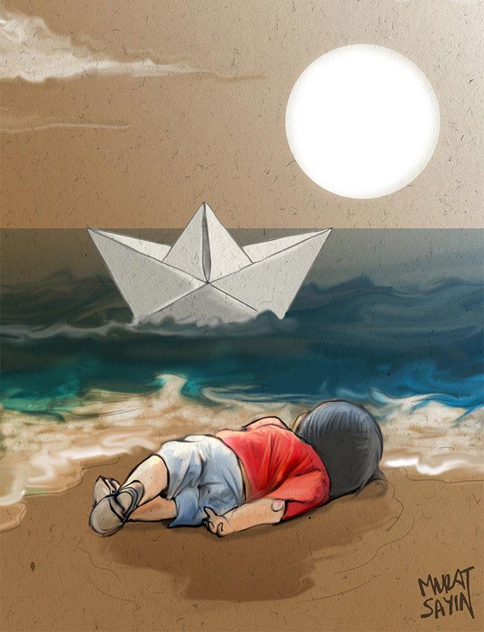 мертвый сирийский мальчик, Айлан Курди,Aylan Kurdi, художники иллюстрации сирийский мальчик, художники нарисовали мертвого сирийского мальчика