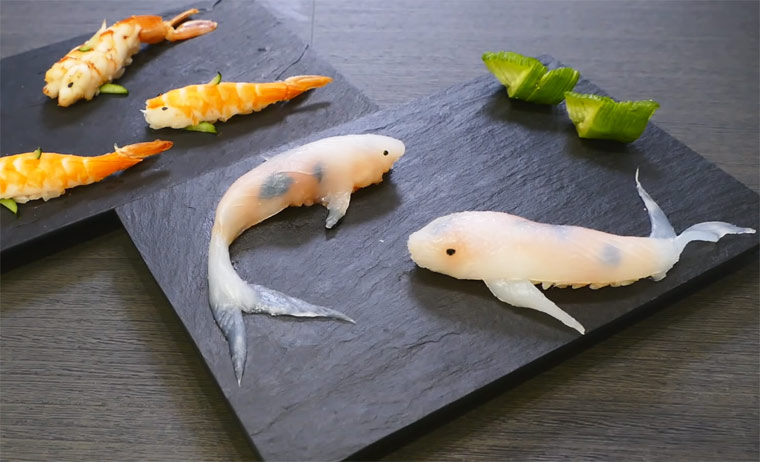 суши в виде карпов, суши в виде карпов кои, Nishikizushi, кои образные суши