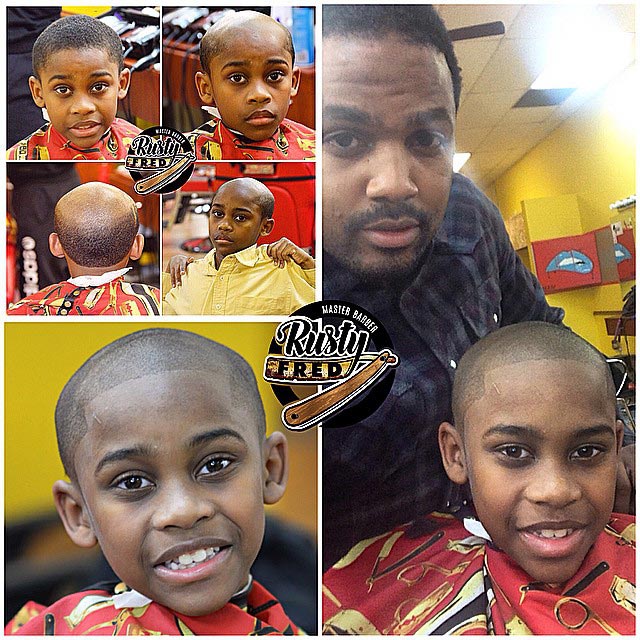 папа подстриг сына под старика, папа выстриг сыну лысину, лысина как наказание для детей, Расти Фред, Rusty Fred, Рассел Фредерик, Russell Frederick