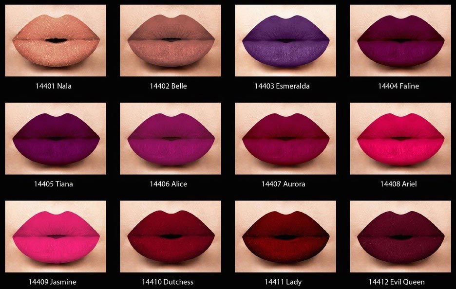 губная помада диснеевские принцессы, помада с названиями диснеевских принцесс, оттенки помады диснеевские принцессы