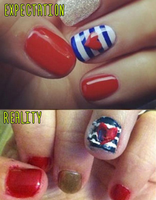 Ожидание против реальности, ужасно накрашенные ногти, девушки пытались повторить маникюр  