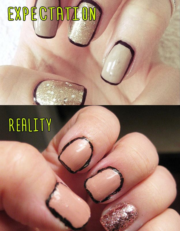 Ожидание против реальности, ужасно накрашенные ногти, девушки пытались повторить маникюр  