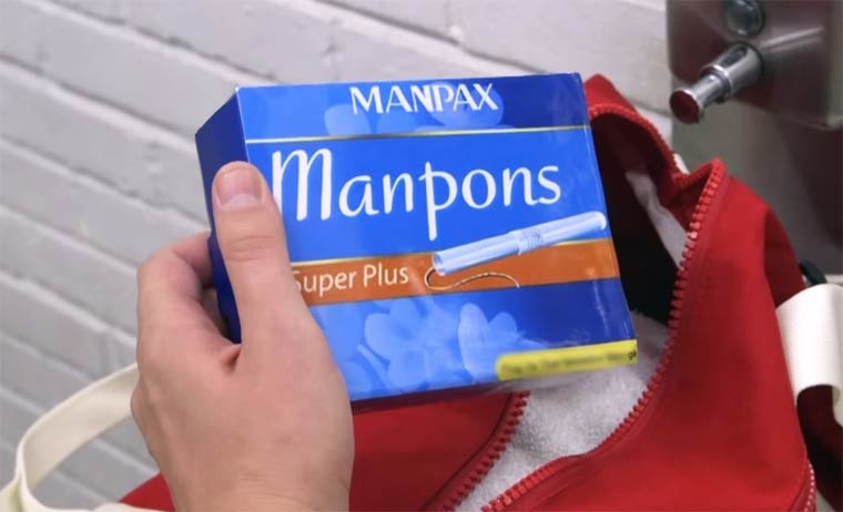 Manpons - как бы выглядела реклама тампонов для мужчин, если бы у них тоже были месячные реклама тампонов для мужчин, manpons, manpax, если бы у мужчин были месячные