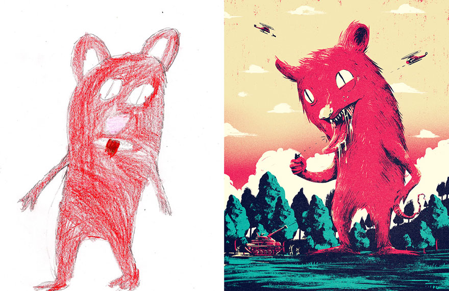 Художники воссоздали детские рисунки, The Monster Project 