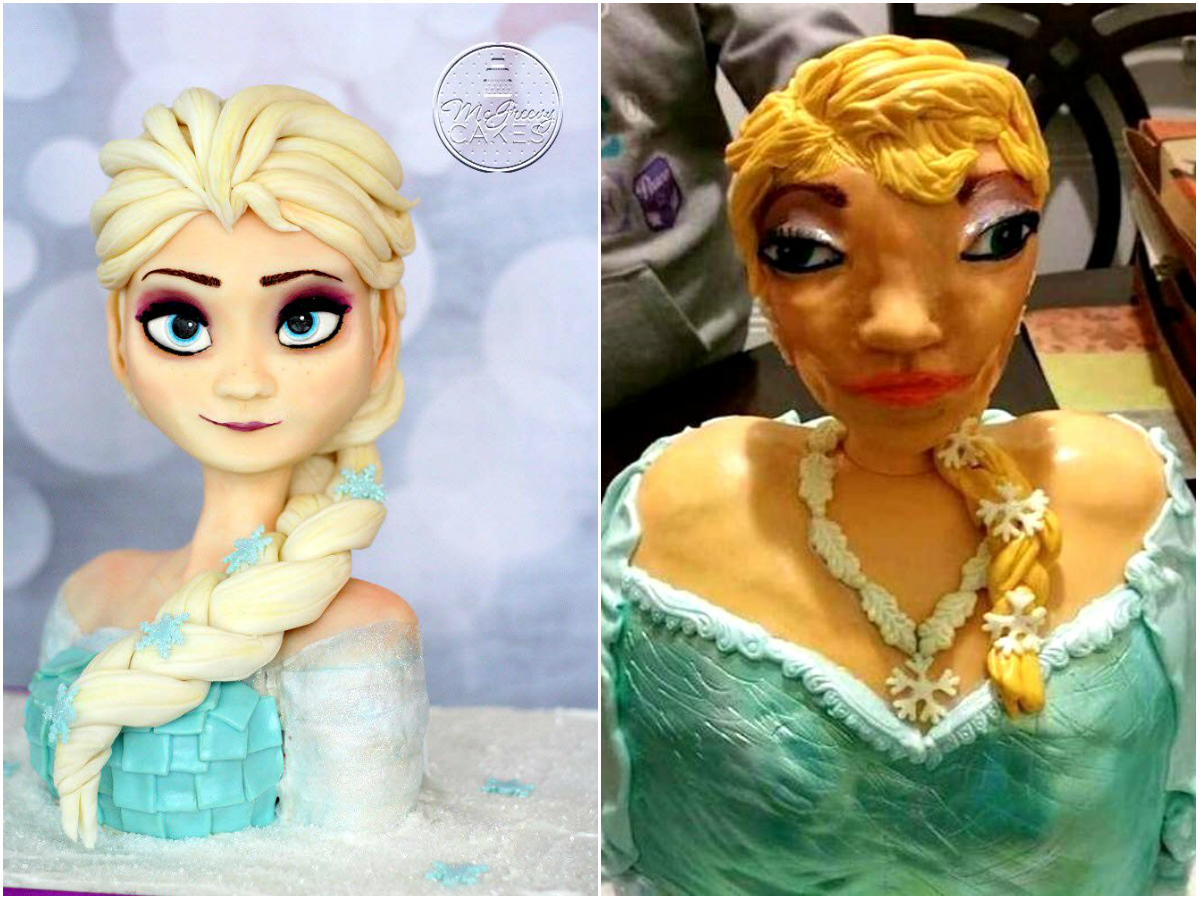 Девочка мечтала о торте в виде Эльзы, но получила совсем не то, что ожидала Elsa cake ugly, жуткий торт в виде Эльзы