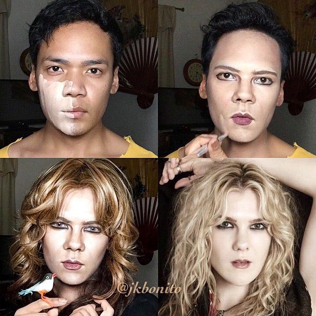 Визажист всемогущий, Ян Бонито, Jan Bonito, парень превращает себя в знаменитостей макияж, визажист превращает в знаменитостей макияж