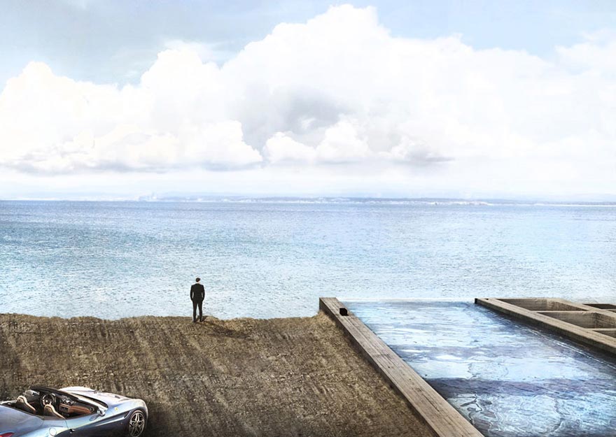 дом в скале с видом на море, Casa Brutale, Брутальный дом, проект дома в скале с видом на море