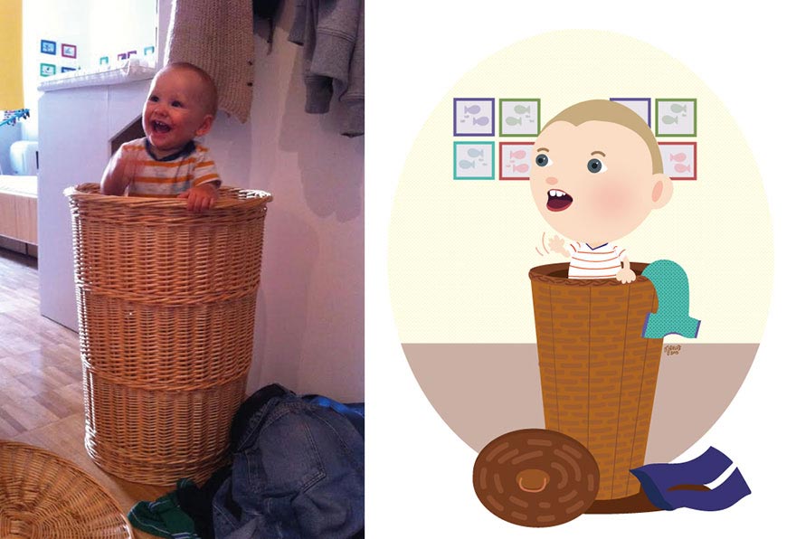 Художница берёт случайные фотографии детей из интернета и превращает их в игривые иллюстрации Мария Хосе Да Луз, Maria Jose Da Luz, художница превращает фотографии детей в иллюстрации