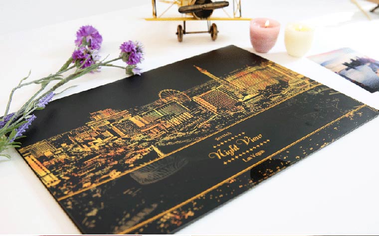 Нацарапай ночной вид, Scratch Night View, раскраска для взрослых, скретч плакаты, скретч открытки, скретч карты