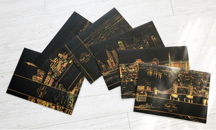 Нацарапай ночной вид, Scratch Night View, раскраска для взрослых, скретч плакаты, скретч открытки, скретч карты