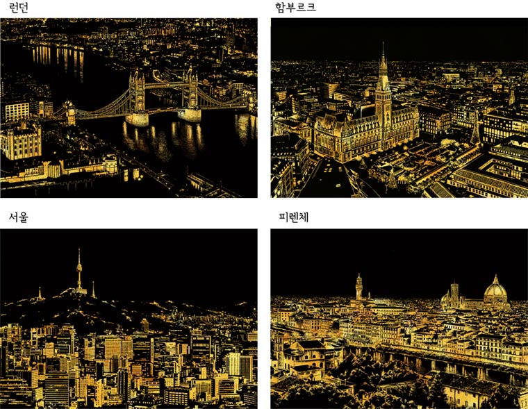 Нацарапай ночной вид, Scratch Night View, раскраска для взрослых, скретч плакаты, скретч открытки, скретч карты